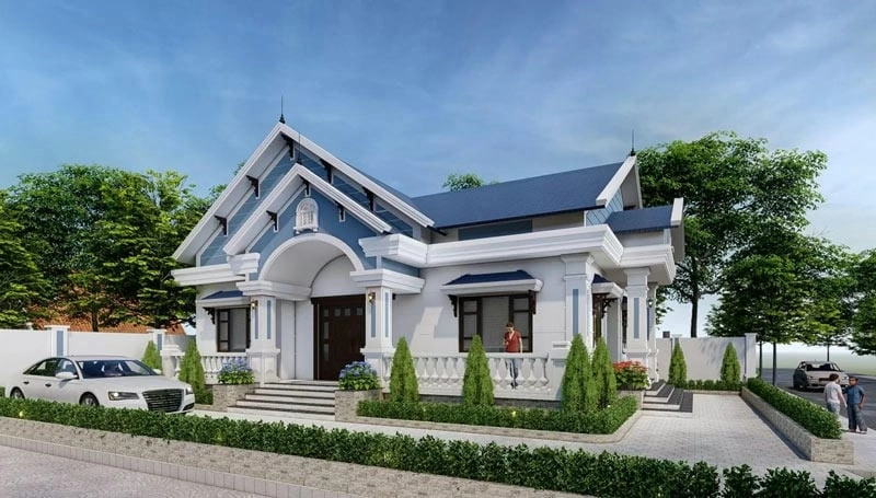 mái nhà cấp 4 mái thái tạo điểm nhấn cho tổng thể