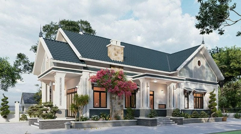 mẫu nhà cấp 4 mái thái ngang 5m gọn đẹp cho đất nhỏ