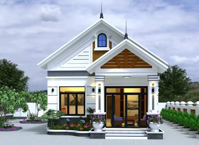 mẫu nhà cấp 4 mái thái 120m2 rộng rãi cho gia đình đông người