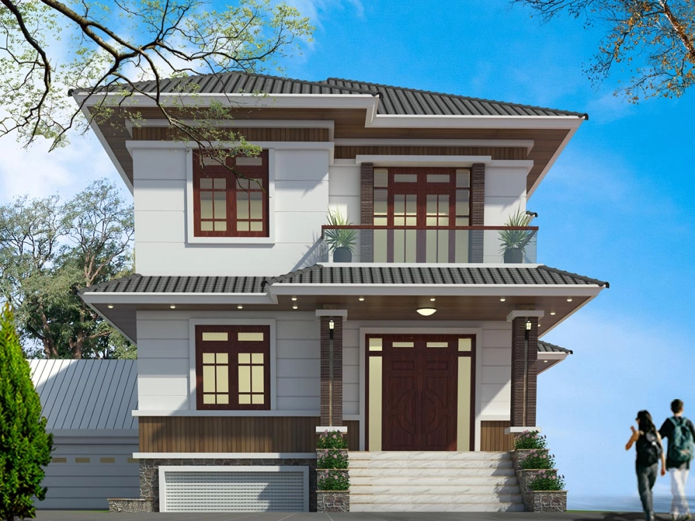 Ngắm mẫu nhà 2 tầng mái bằng hiện đại bố trí hợp lý