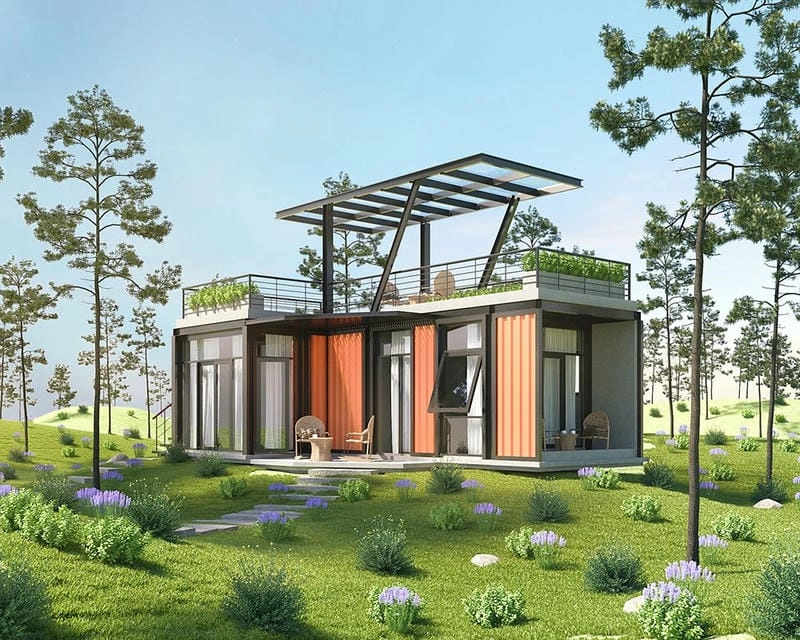 mẫu nhà container 40 feet rộng rãi tiện nghi sáng tạo