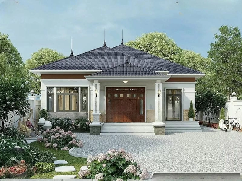 mẫu nhà vườn mái thái 1 tầng lựa chọn hoàn hảo cho gia đình