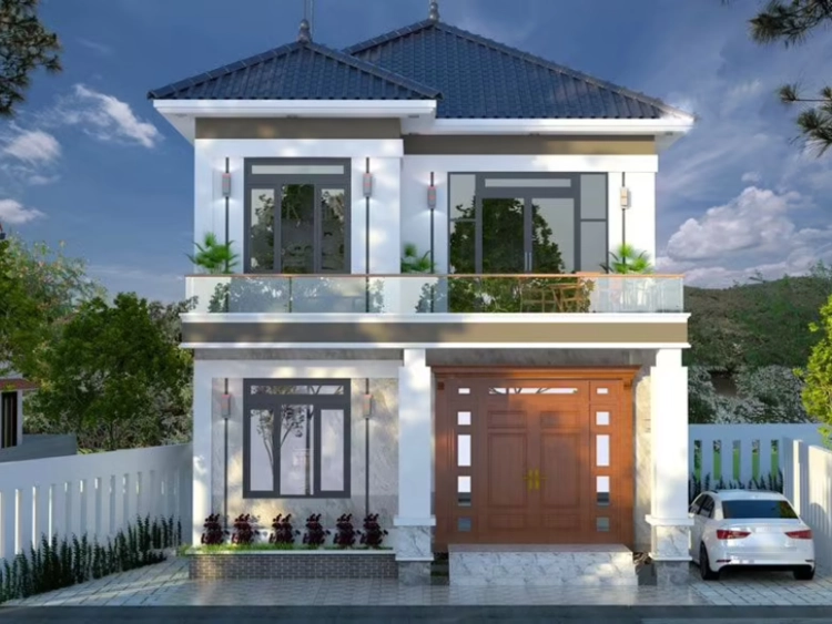 Tham khảo mái nhật 2 tầng 8x12m cân đối tiện nghi