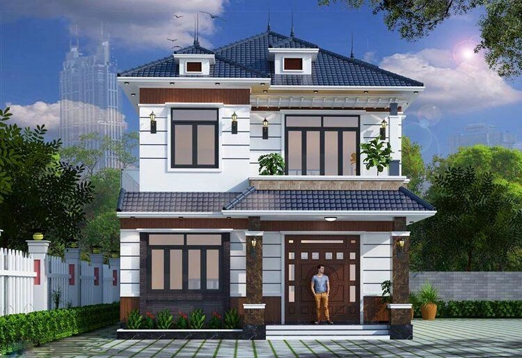 Tham khảo mái nhật 2 tầng mặt tiền 8m hiện đại