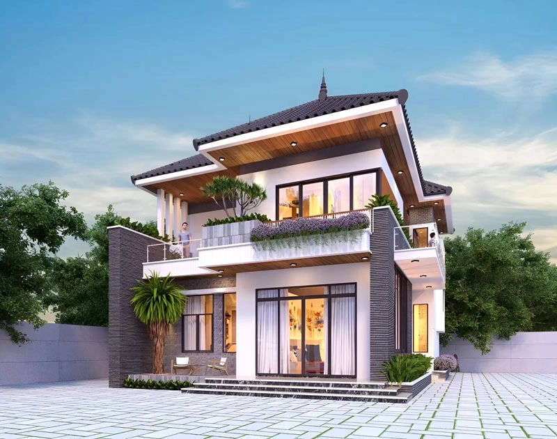 Khám phá mái nhật 2 tầng 2 mặt tiền thông thoáng