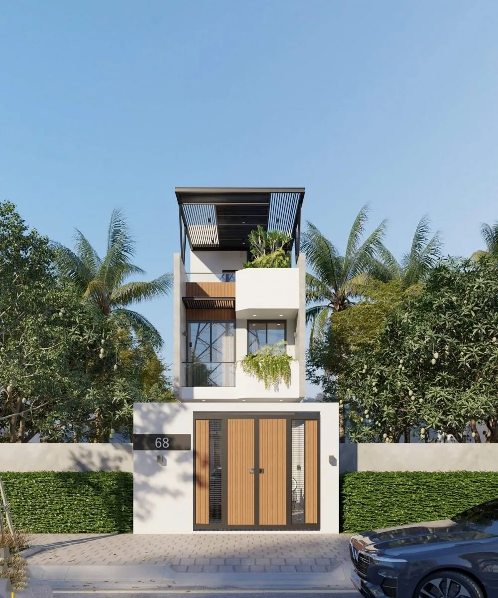 Tham khảo mẫu nhà ống 2 tầng 1 tum mặt tiền 5m đẹp hiện đại