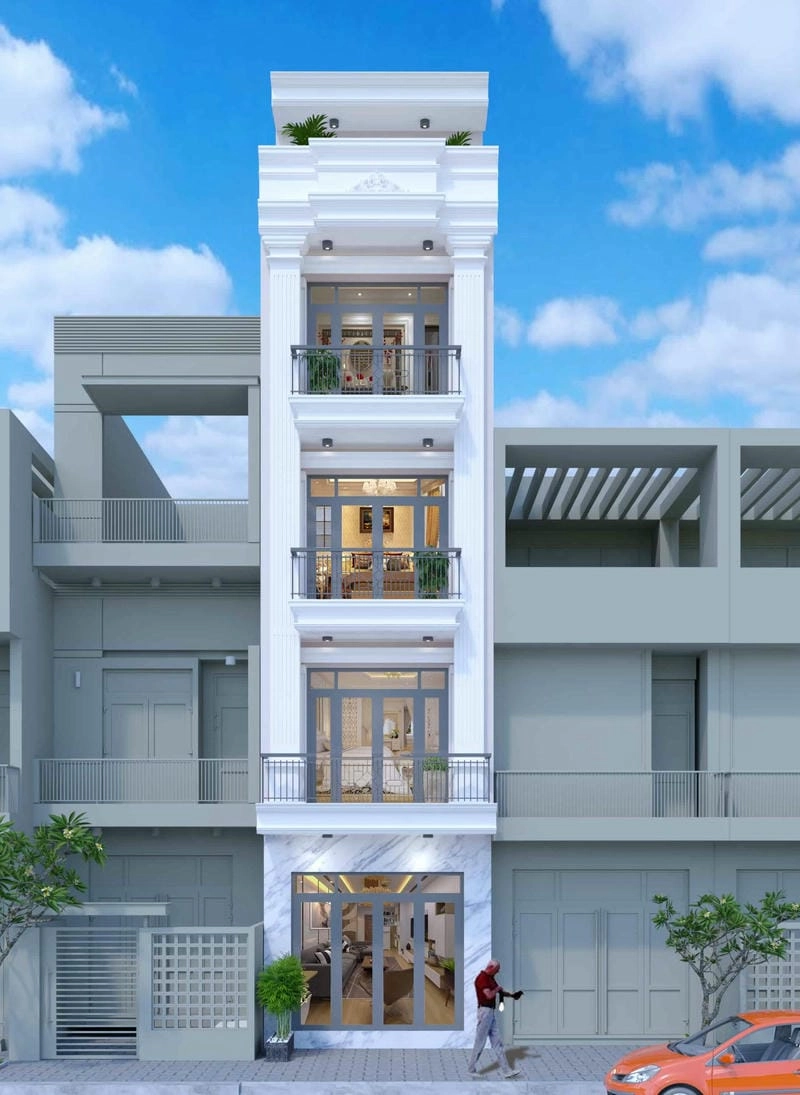 Mẫu nhà phố 5 tầng đẹp không gian sống lý tưởng