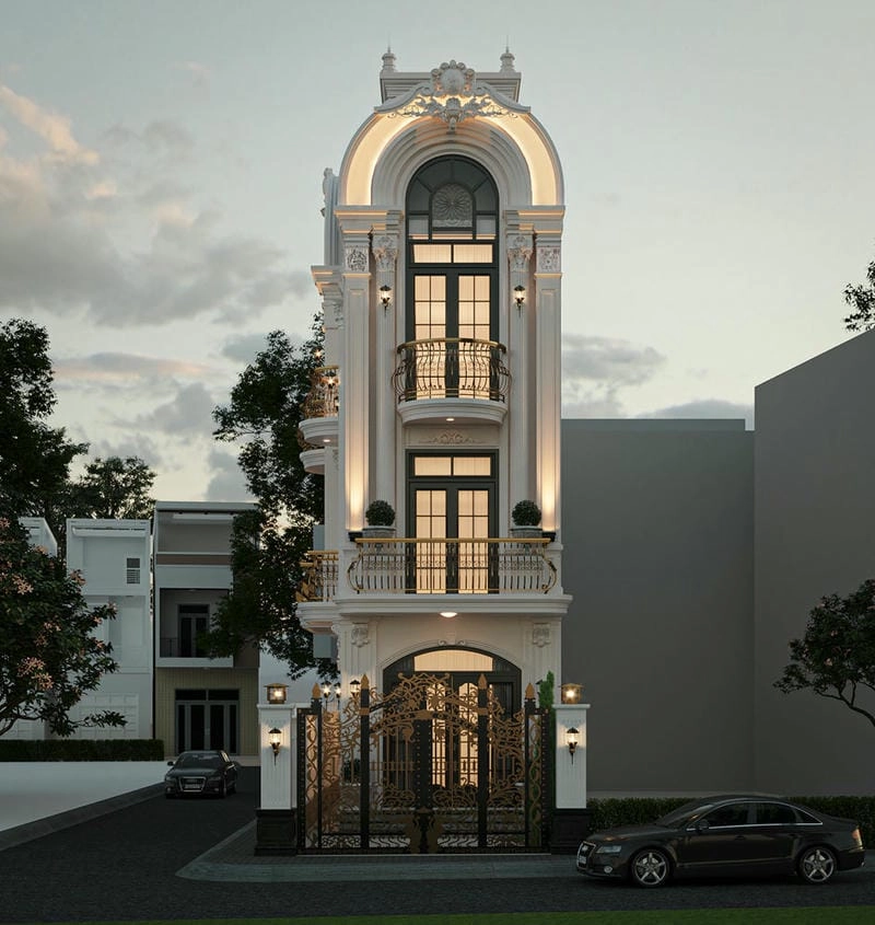 các mẫu nhà tân cổ điển 3 tầng đa dạng thiết kế tiện nghi