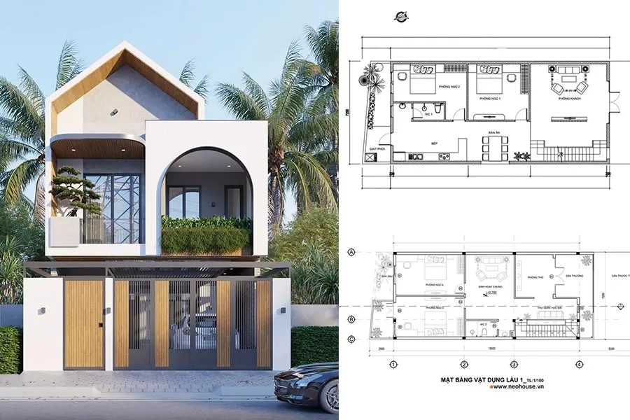 Chiêm ngưỡng mẫu nhà ống 2 tầng 600 triệu chuẩn nhà ống hiện đại