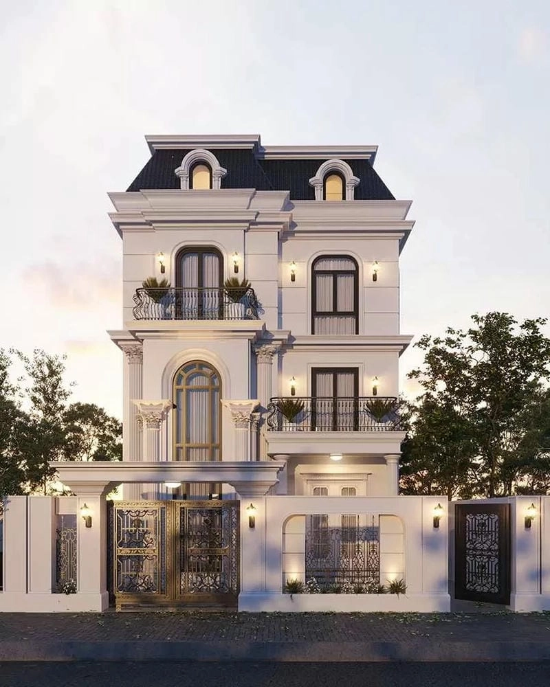 nhà tân cổ điển sơn màu gì lựa chọn màu sắc thời thượng