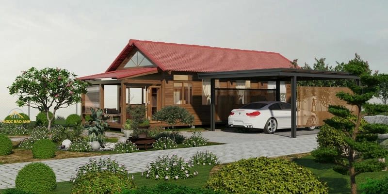 mẫu nhà vườn cấp 4 đẹp 2019 thiết kế hài hòa thoáng mát