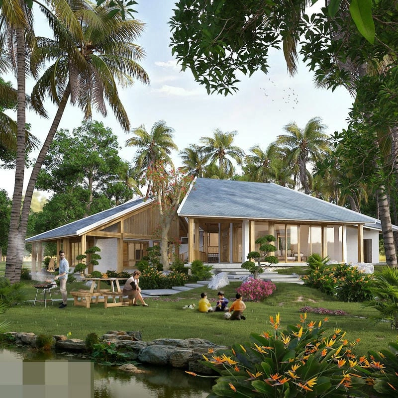 mẫu nhà vườn tầng hầm nổi khai thác không gian thông minh