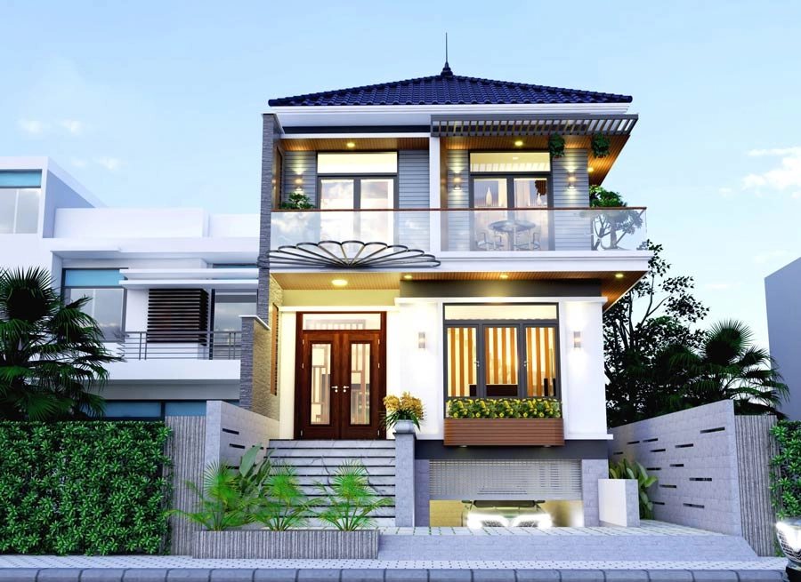 Tham khảo mẫu nhà 2 tầng hiện đại 2024 kiểu dáng sang trọng