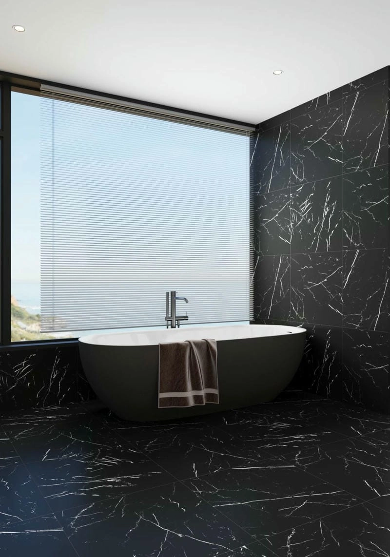 gạch ốp nhà tắm màu ghi mang phong cách tối giản tinh tế