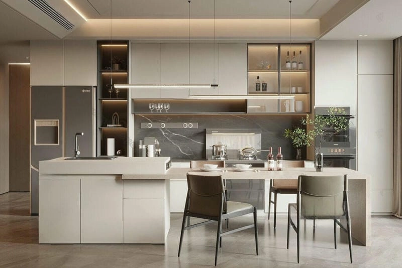 màu nhà bếp đẹp 2020 tông màu trang nhã nhẹ nhàng