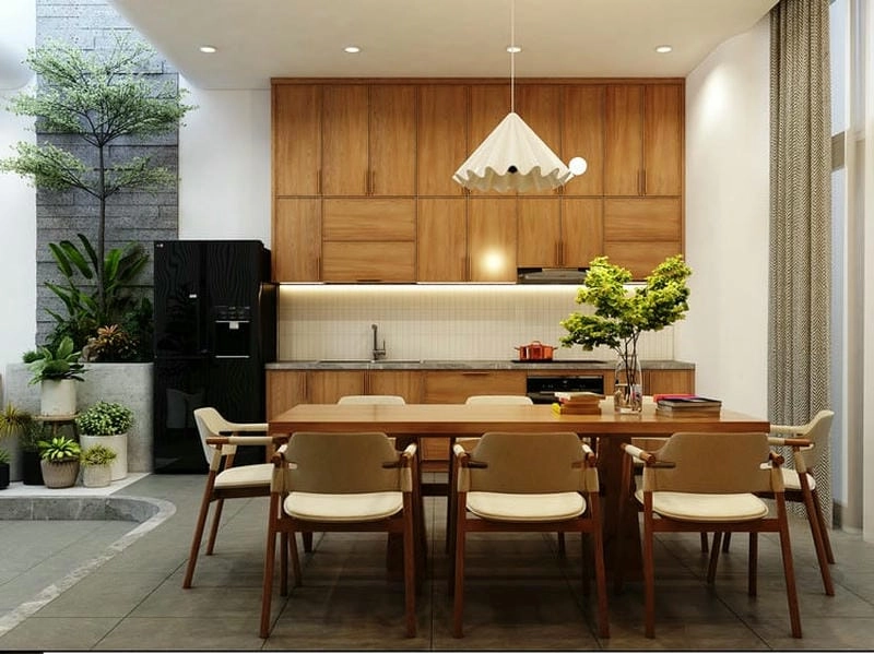 mẫu thiết kế nhà bếp chung cư tối ưu diện tích hiện đại