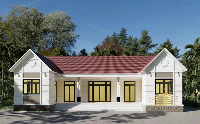 mẫu nhà chữ u 5 gian đậm chất truyền thống hiện đại