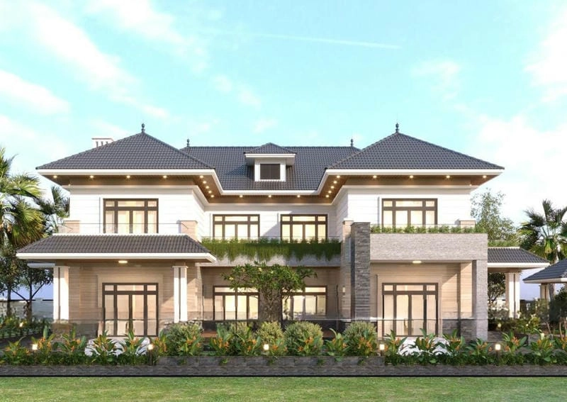 mẫu nhà hiện đại 2 tầng mái nhật vẻ đẹp nhẹ nhàng và cao cấp