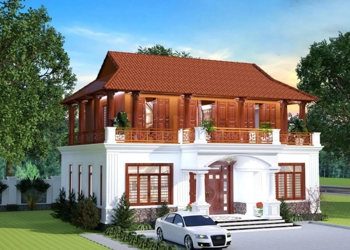 mẫu nhà gỗ 3 gian 2 tầng sáng tạo tiện nghi