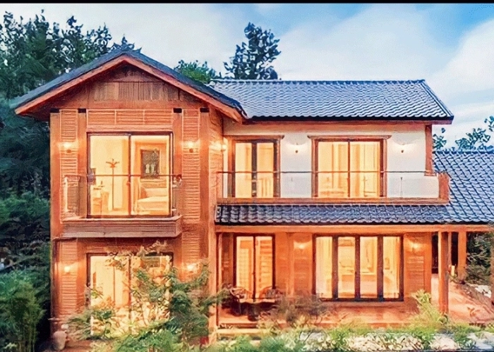 mẫu nhà gỗ 2 tầng đẹp nổi bật thiết kế hài hòa