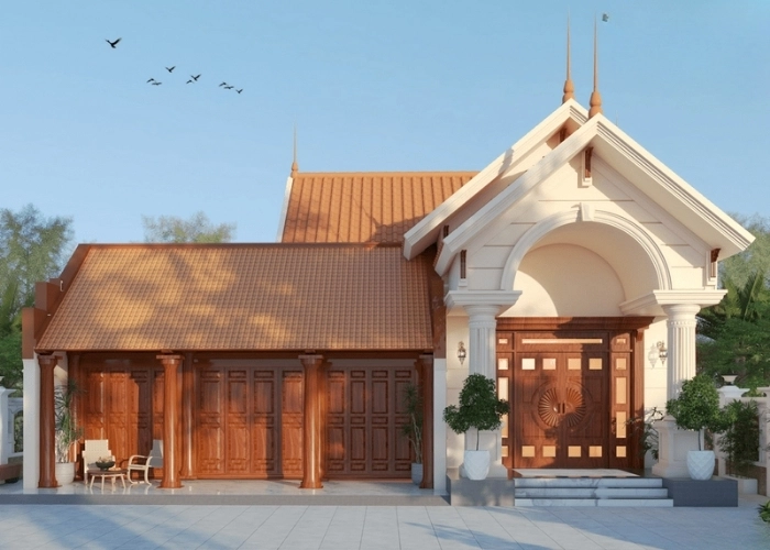 mẫu cửa nhà gỗ 3 gian tinh tế từng chi tiết