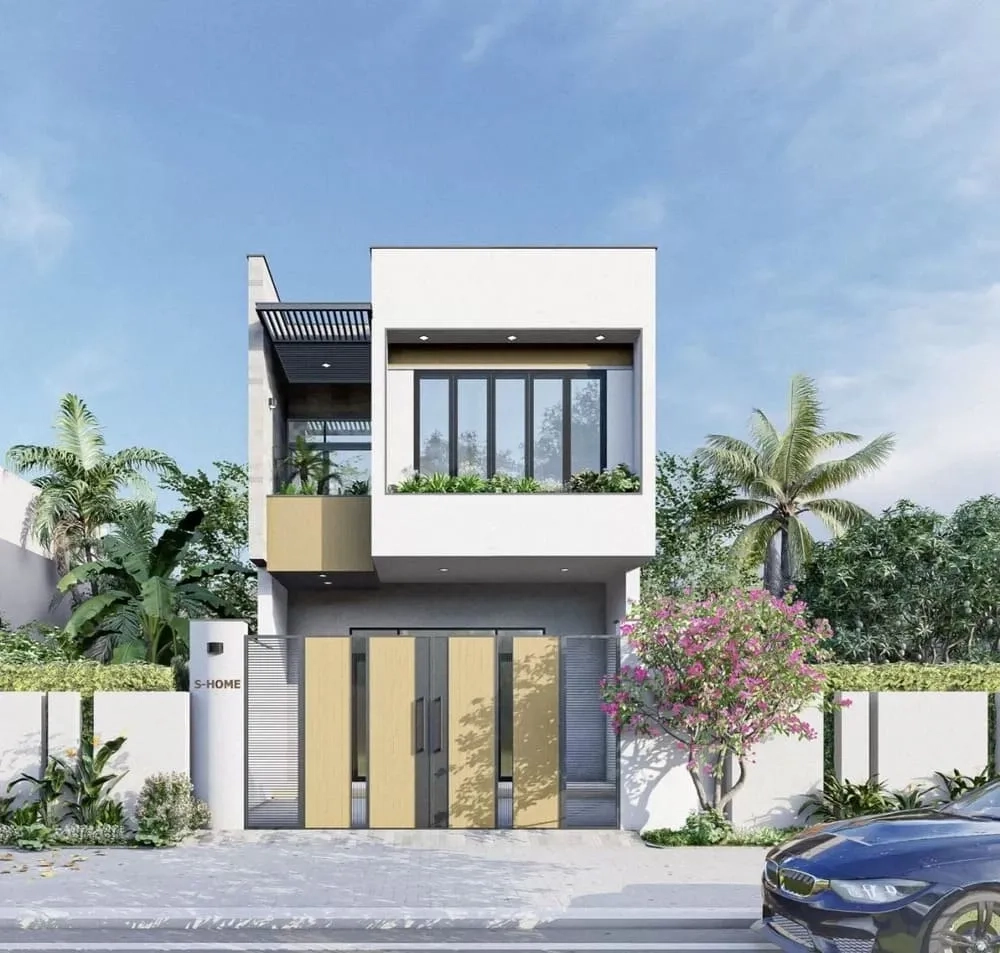 Xem ngay mẫu nhà ống 2 tầng đẹp 2017 mái bằng không lỗi thời