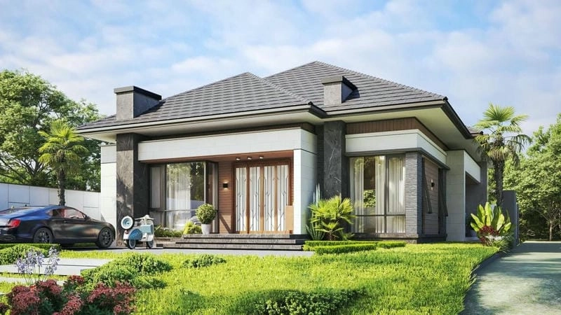 mẫu nhà vườn mái thái 4 phòng ngủ rộng rãi thoáng đãng tiện nghi