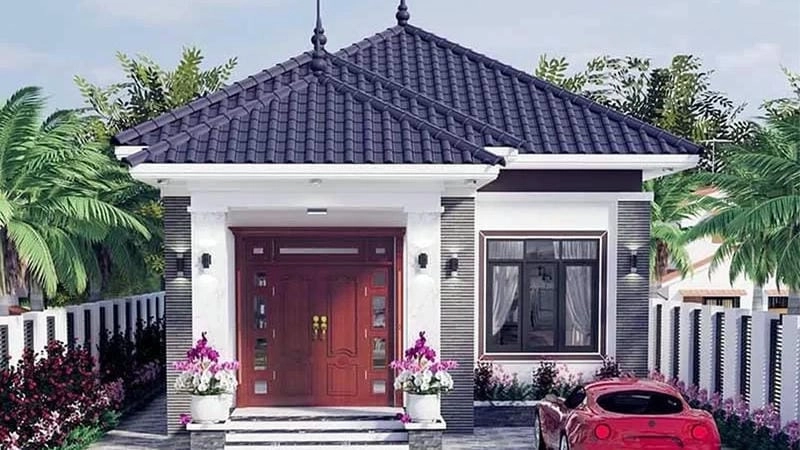 mẫu nhà vuông 1 tầng mái bằng kiểu dáng trẻ trung sang trọng