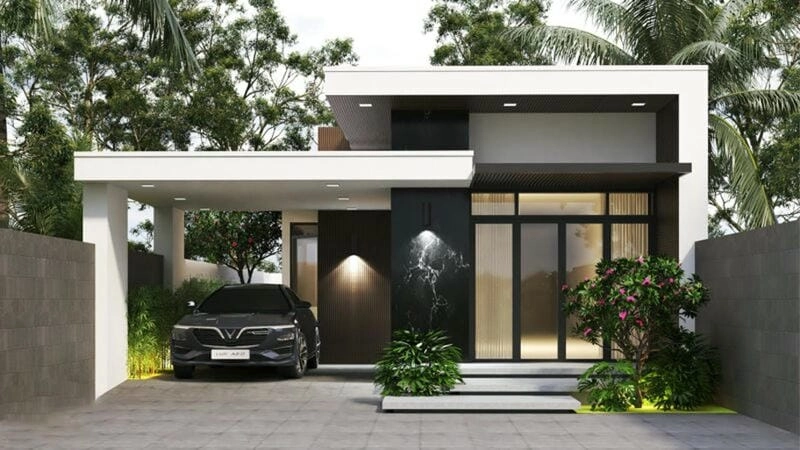 mẫu nhà vuông 1 tầng 4 phòng ngủ thiết kế rộng rãi tiện nghi