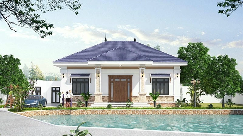 mẫu nhà vuông đẹp 1 tầng thiết kế ấm cúng nhẹ nhàng