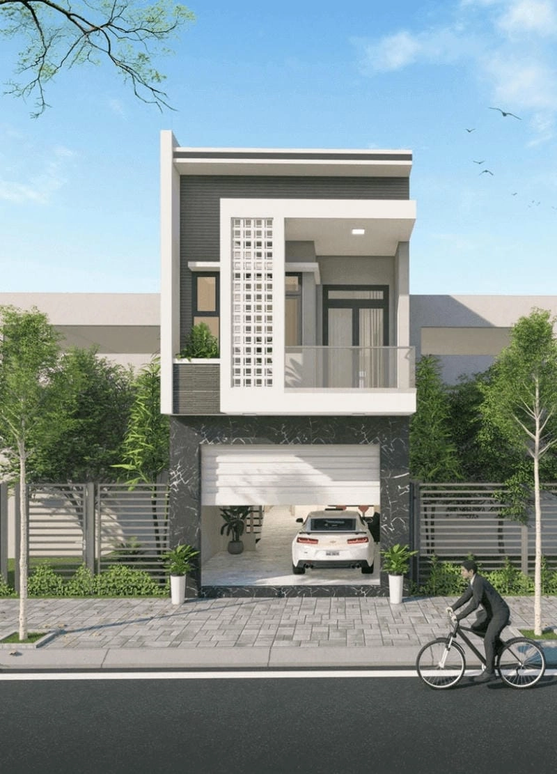 mẫu nhà vuông 2 tầng 100m2 không gian sống thoải mái tiện nghi