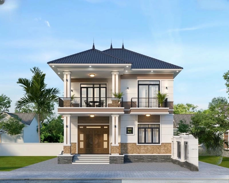 mẫu thiết kế nhà vuông 8x8m 2 tầng lựa chọn tối ưu đất nhỏ