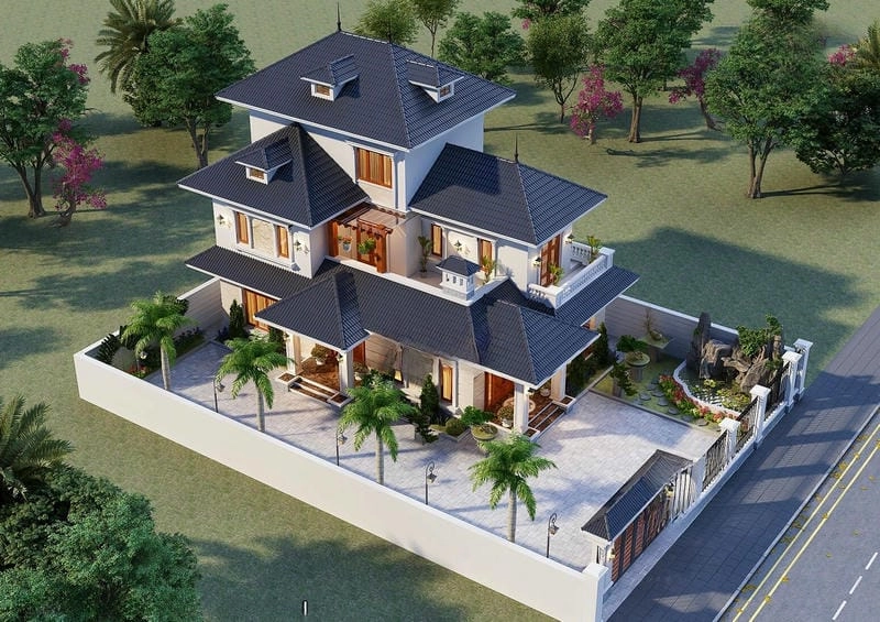 mẫu nhà vuông 2 tầng 70m2 lựa chọn tối ưu chi phí