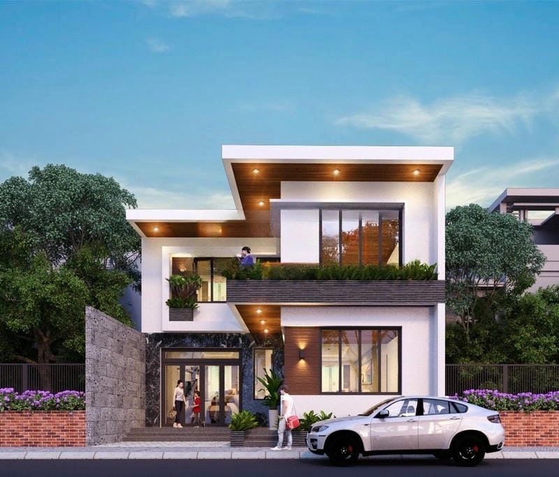 80m2 mẫu nhà vuông 2 tầng đơn giản thiết kế tiết kiệm đẹp mắt