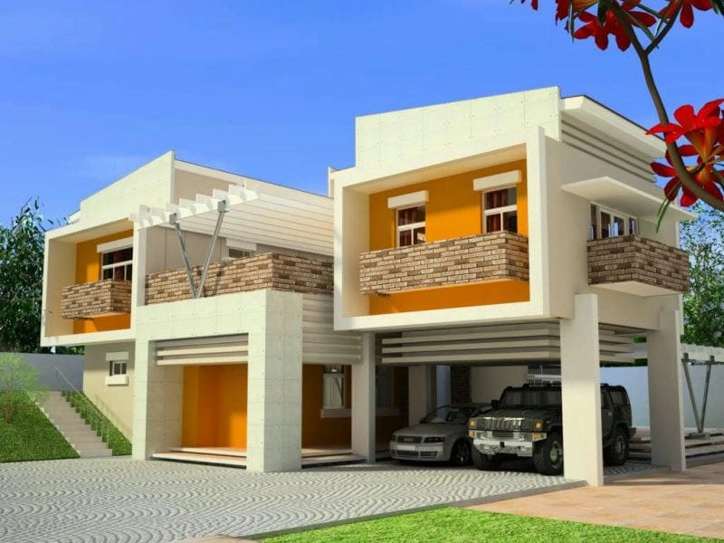 sơn mặt tiền nhà màu cam đất nổi bật tươi sáng trẻ trung