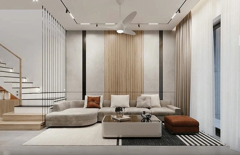 mẫu trần thạch cao phòng khách nhà ống mang lại không gian nổi bật