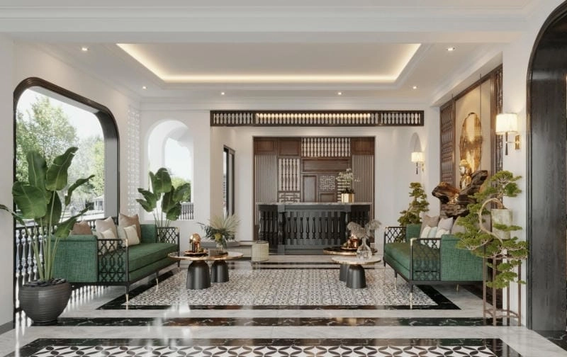 phong cách indochine cho nhà ống tạo chiều sâu cho không gian