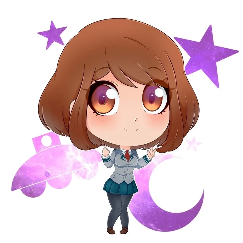 Ochako Uraraka chibi là phiên bản hoạt hình nhỏ gọn cực kỳ dễ thương và hài hước.