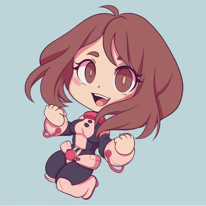Uraraka chibi là lựa chọn phổ biến trong các bộ sưu tập ảnh dễ thương.