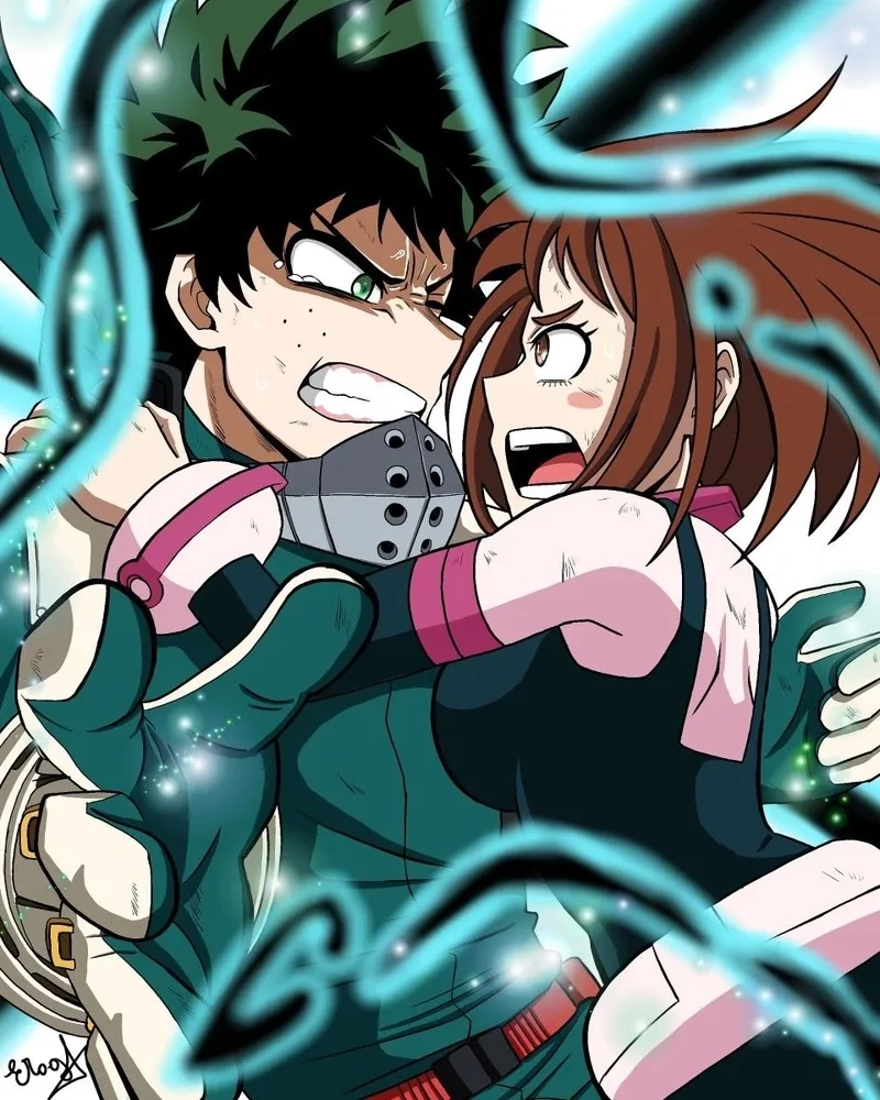 Deku x Uraraka thể hiện mối quan hệ trong sáng, hỗ trợ lẫn nhau suốt hành trình anh hùng.