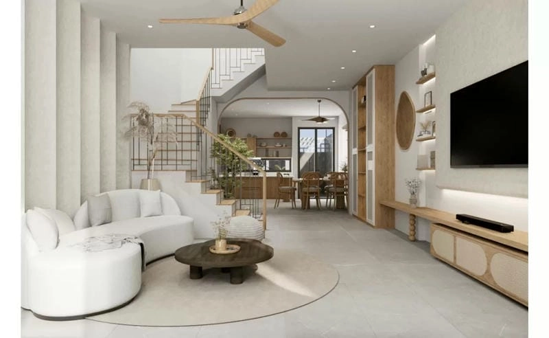 màu trang trí phòng khách nhà ống đẹp phối hợp nhẹ nhàng tinh tế