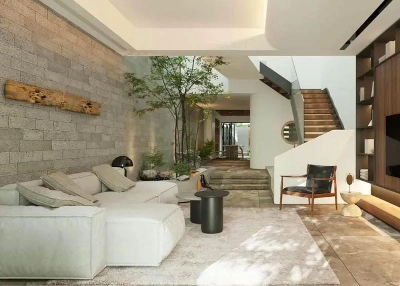 mẫu cầu thang cho nhà ống 5m thiết kế hiện đại cuốn hút