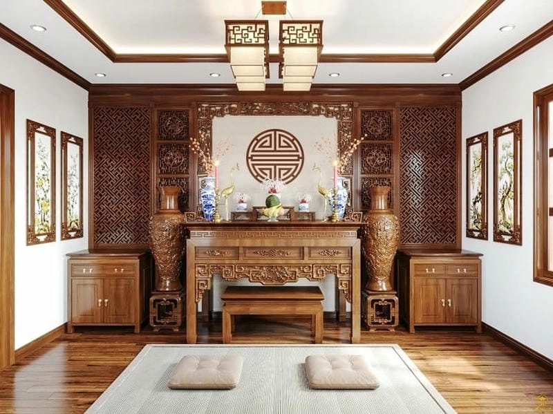 Tiết kiệm diện tích nhờ cách bố trí phòng thờ nhà ống