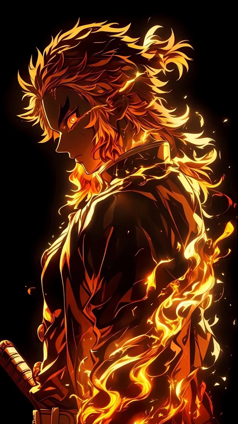 Kyojuro Rengoku wallpaper mang cảm hứng chiến binh rực lửa