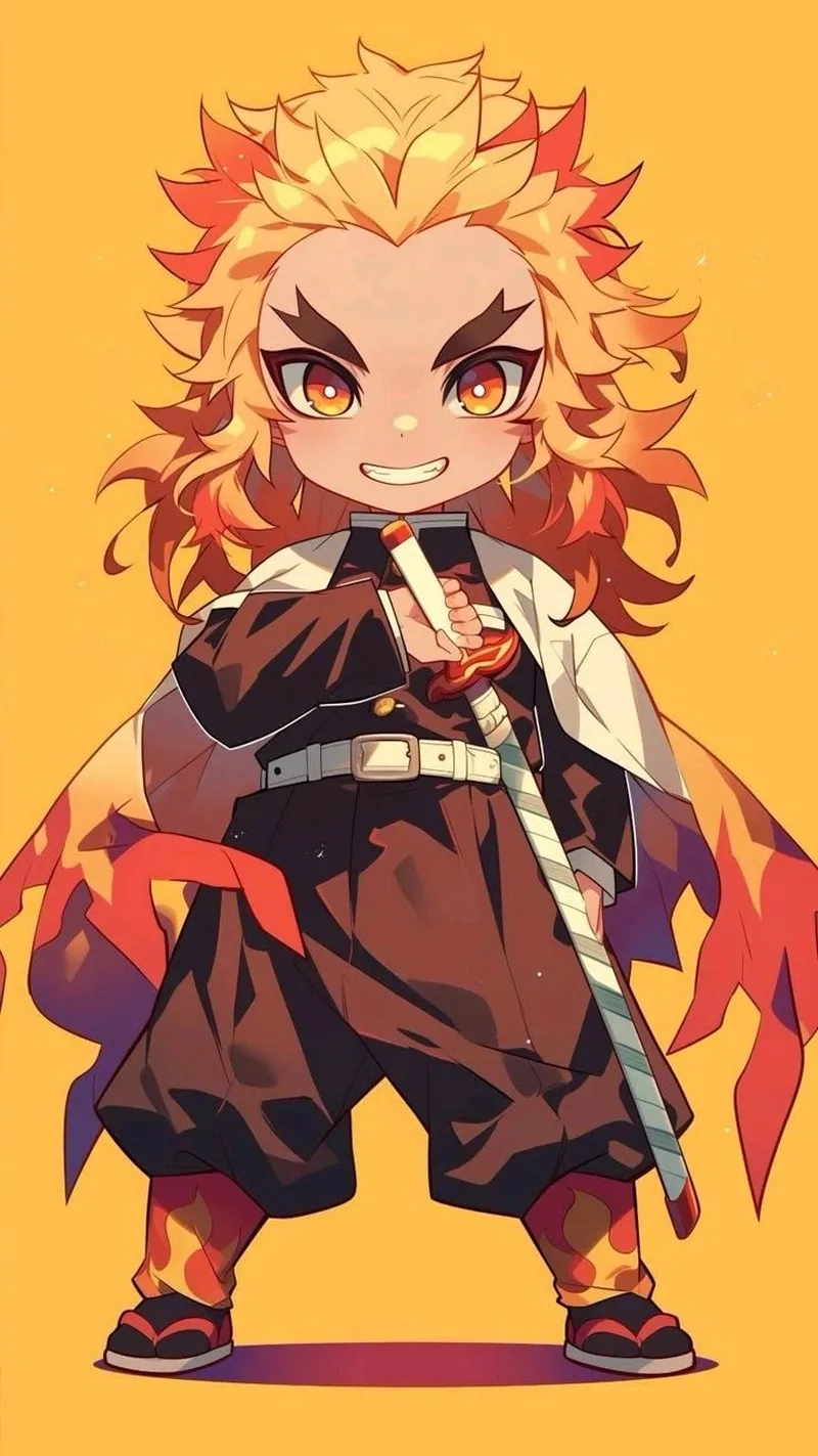 Rengoku Kyoujurou chibi đáng yêu nhưng vẫn toát khí chất