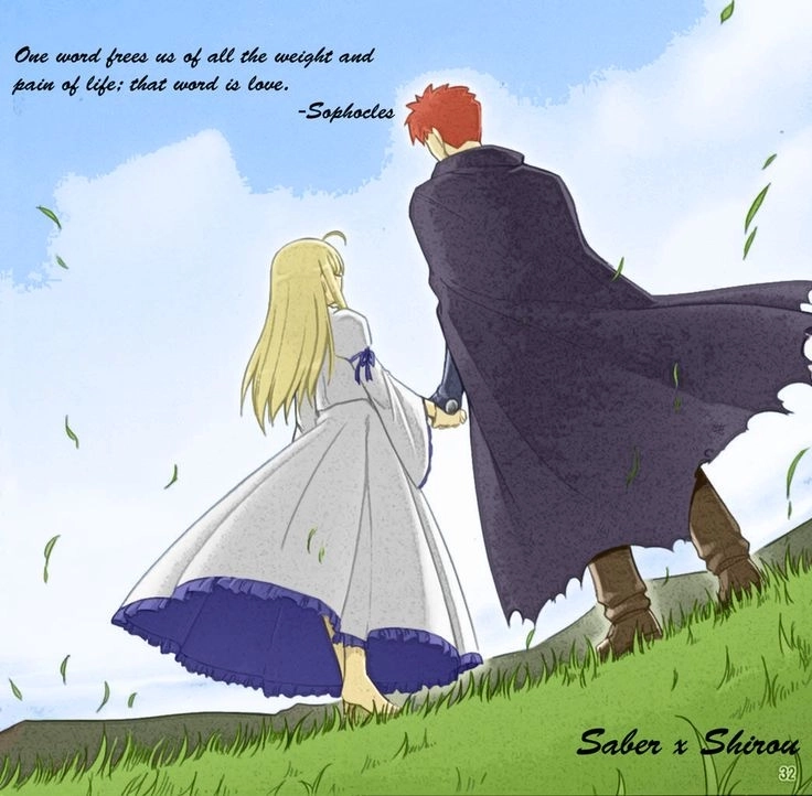 Fate Stay Night Shirou x Saber là mối tình chính trong bản gốc