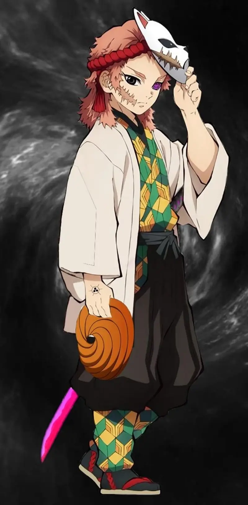 Thanh Gươm Diệt Quỷ Sabito là hình ảnh quen thuộc với mặt nạ cáo