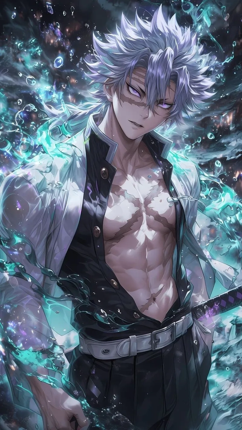 Hình ảnh Sanemi mạnh mẽ và đầy cá tính trong Demon Slayer