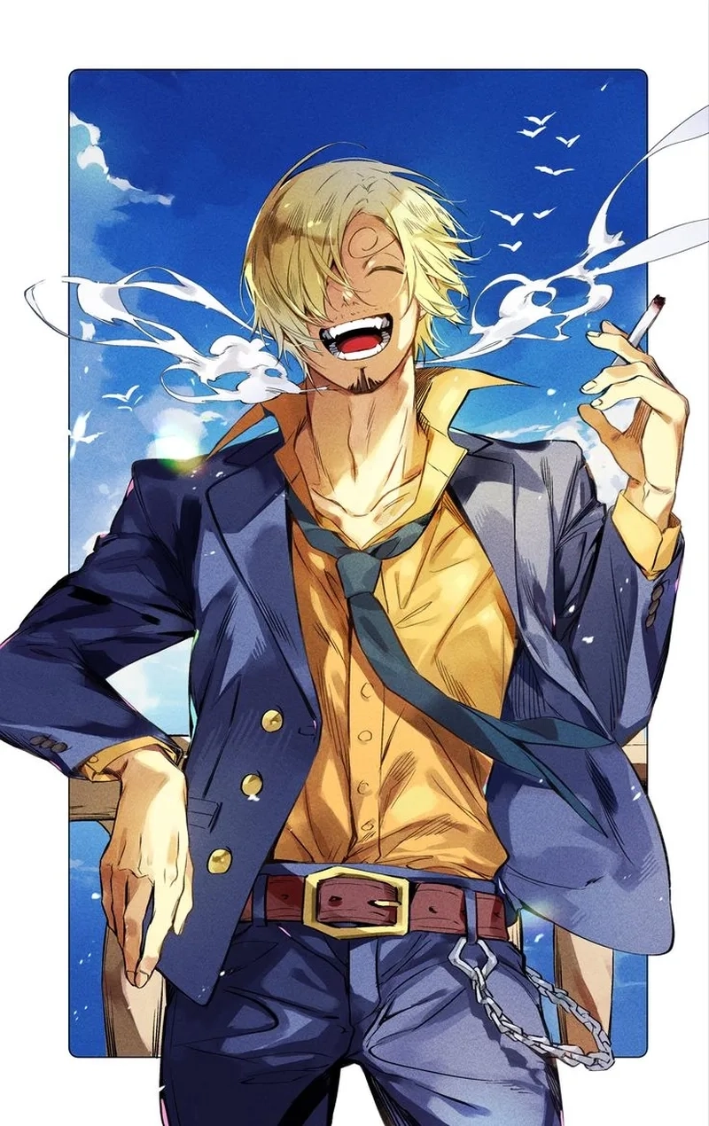 Ảnh fanart mừng Sanji birthday với bánh và hoa