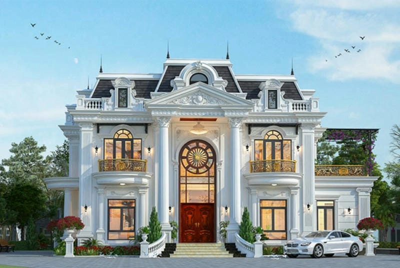 mẫu nhà biệt thự phố 2 tầng gọn gàng tinh tế tại thành phố